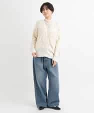 ZMSCB40230 al'aise modulation(アレーズモジュレーション) 【洗える】フリンジサークル柄カーディガン アイボリー