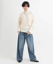 ZMSCB40230 al'aise modulation(アレーズモジュレーション) 【洗える】フリンジサークル柄カーディガン アイボリー