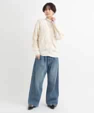 ZMSCB40230 al'aise modulation(アレーズモジュレーション) 【洗える】フリンジサークル柄カーディガン アイボリー