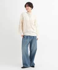 ZMSCB40230 al'aise modulation(アレーズモジュレーション) 【洗える】フリンジサークル柄カーディガン アイボリー