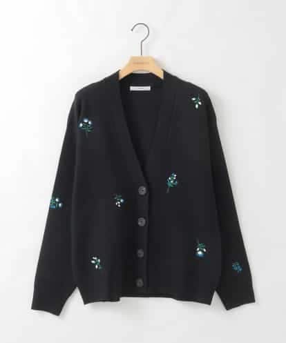 ZMSCE01127 al'aise modulation 【洗える】フラワー刺繍デザインニットカーディガン