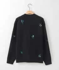 ZMSCE01127 al'aise modulation(アレーズモジュレーション) 【洗える】フラワー刺繍デザインニットカーディガン ブラック