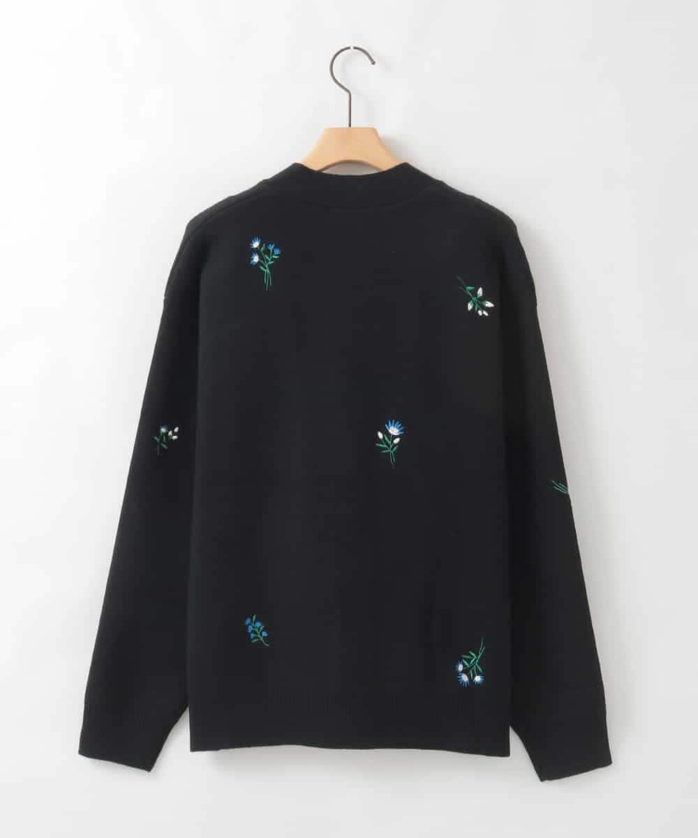 ZMSCE01127 al'aise modulation(アレーズモジュレーション) 【洗える】フラワー刺繍デザインニットカーディガン ブラック