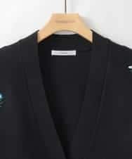 ZMSCE01127 al'aise modulation(アレーズモジュレーション) 【洗える】フラワー刺繍デザインニットカーディガン ブラック