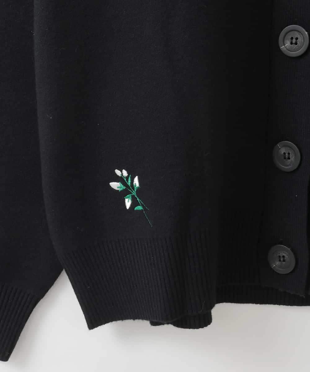 ZMSCE01127 al'aise modulation(アレーズモジュレーション) 【洗える】フラワー刺繍デザインニットカーディガン ブラック