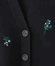 ZMSCE01127 al'aise modulation(アレーズモジュレーション) 【洗える】フラワー刺繍デザインニットカーディガン ブラック
