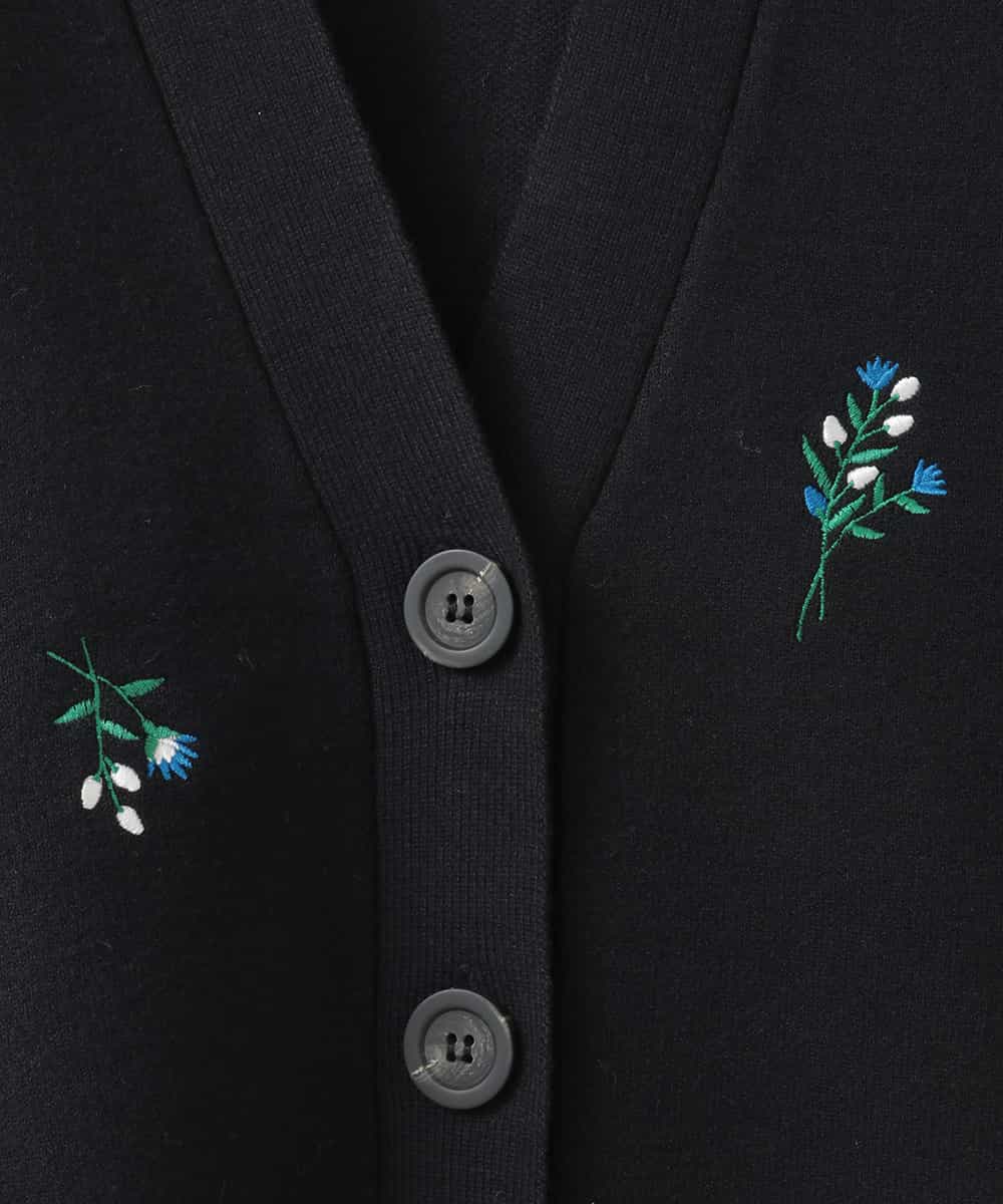 ZMSCE01127 al'aise modulation(アレーズモジュレーション) 【洗える】フラワー刺繍デザインニットカーディガン ブラック