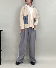 ZMSCE02130 al'aise modulation(アレーズモジュレーション) 【洗える】デニムポケット付きジップアップカーディガン アイボリー