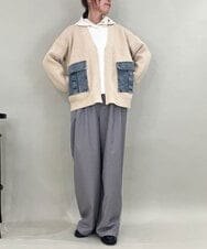 ZMSCE02130 al'aise modulation(アレーズモジュレーション) 【洗える】デニムポケット付きジップアップカーディガン アイボリー