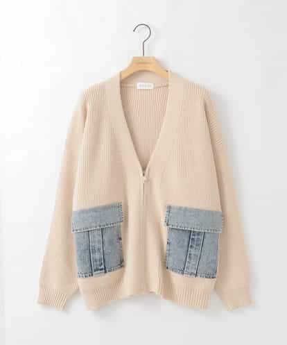 ZMSCE02130 al'aise modulation 【洗える】デニムポケット付きジップアップカーディガン