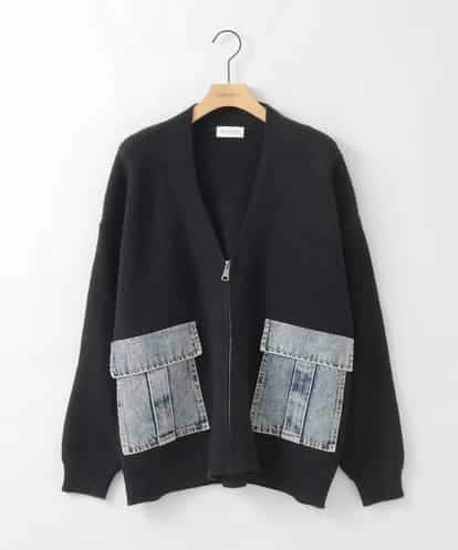 ZMSCE02130 al'aise modulation 【洗える】デニムポケット付きジップアップカーディガン