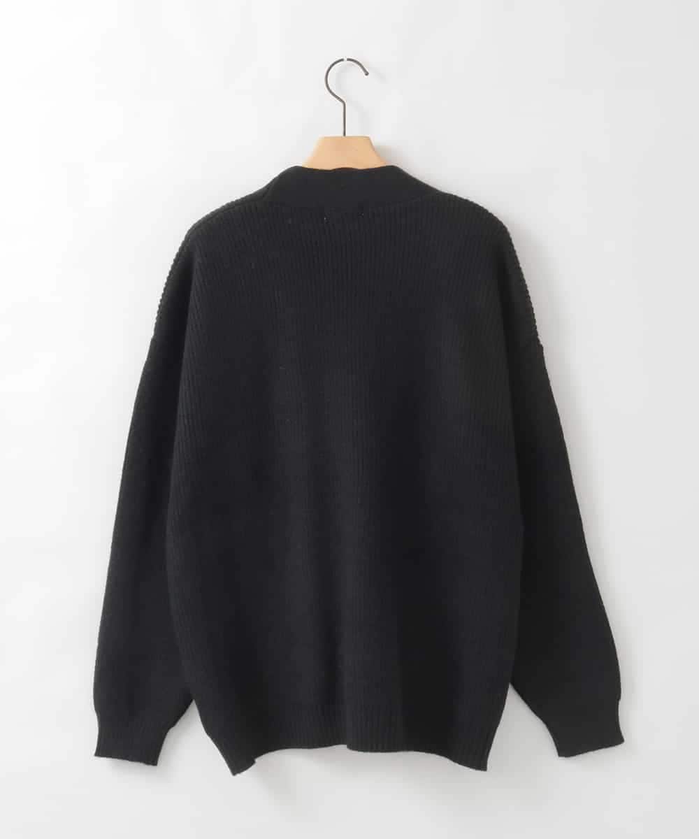 ZMSCE02130 al'aise modulation(アレーズモジュレーション) 【洗える】デニムポケット付きジップアップカーディガン ブラック