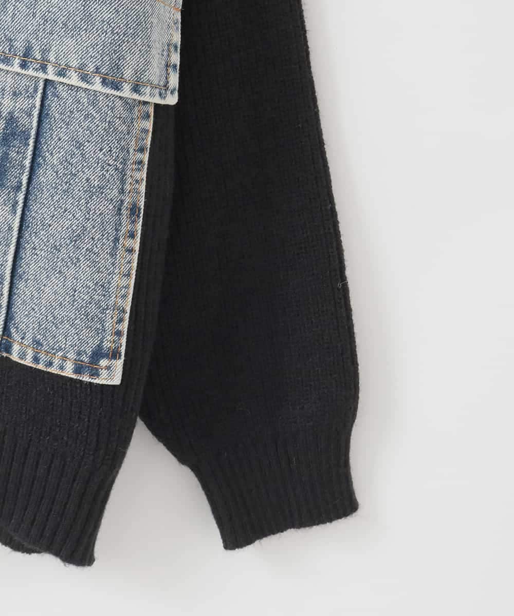 ZMSCE02130 al'aise modulation(アレーズモジュレーション) 【洗える】デニムポケット付きジップアップカーディガン ブラック