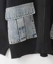 ZMSCE02130 al'aise modulation(アレーズモジュレーション) 【洗える】デニムポケット付きジップアップカーディガン ブラック