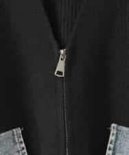 ZMSCE02130 al'aise modulation(アレーズモジュレーション) 【洗える】デニムポケット付きジップアップカーディガン ブラック