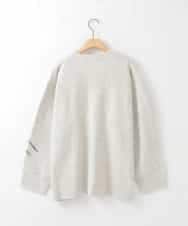 ZMSCE03150 al'aise modulation(アレーズモジュレーション) 【洗える】メッセージ刺繍メランジニットカーディガン ライトグレー