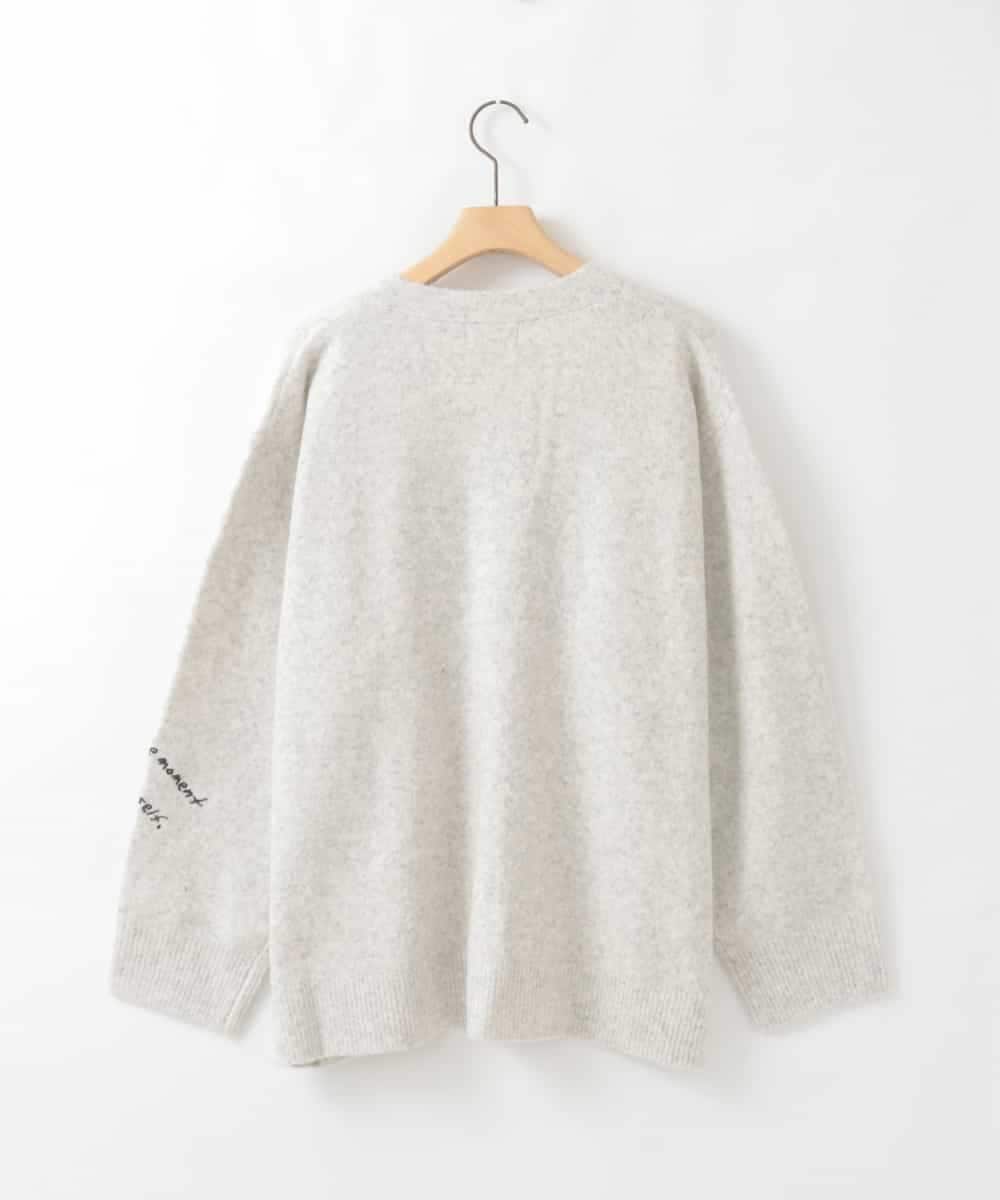 ZMSCE03150 al'aise modulation(アレーズモジュレーション) 【洗える】メッセージ刺繍メランジニットカーディガン ライトグレー