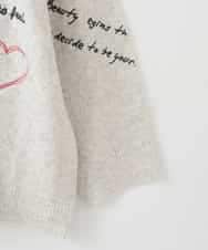 ZMSCE03150 al'aise modulation(アレーズモジュレーション) 【洗える】メッセージ刺繍メランジニットカーディガン ライトグレー