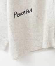 ZMSCE03150 al'aise modulation(アレーズモジュレーション) 【洗える】メッセージ刺繍メランジニットカーディガン ライトグレー