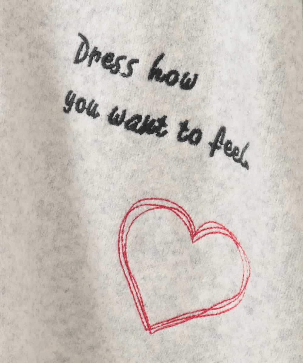 ZMSCE03150 al'aise modulation(アレーズモジュレーション) 【洗える】メッセージ刺繍メランジニットカーディガン ライトグレー