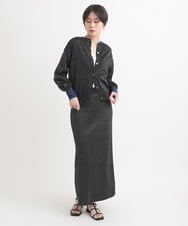 ZMSEB07110 al'aise modulation(アレーズモジュレーション) 【セットアップ対応】レイヤード風ラメニットカーディガン ブラック