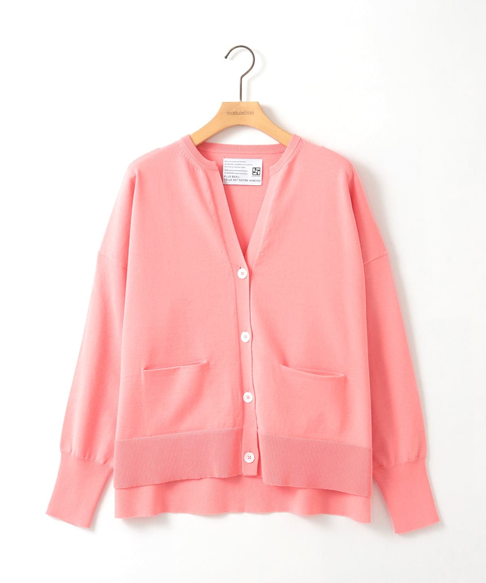ZMSEE01140 al'aise modulation(アレーズモジュレーション) スキッパークルーネックカーディガン ピンク