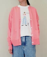 ZMSEE01140 al'aise modulation(アレーズモジュレーション) スキッパークルーネックカーディガン ピンク