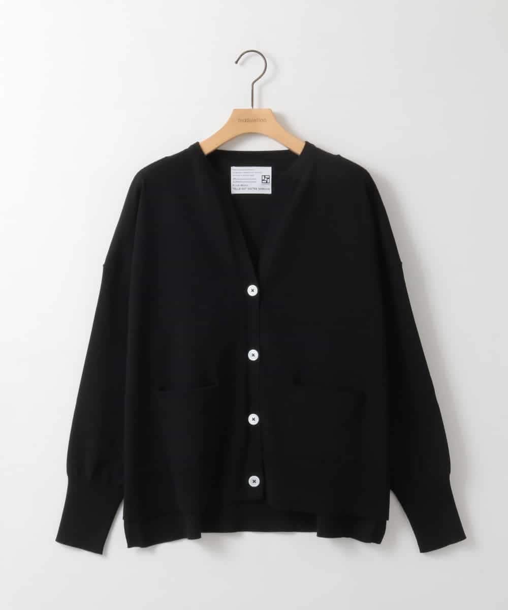 ZMSEE01140 al'aise modulation(アレーズモジュレーション) スキッパークルーネックカーディガン ブラック