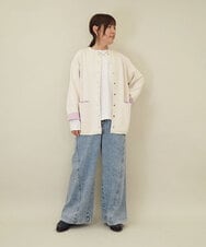 ZMSEE02128 al'aise modulation(アレーズモジュレーション) 【洗える】ダブルフェイス配色ニットカーディガン アイボリー