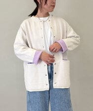 ZMSEE02128 al'aise modulation(アレーズモジュレーション) 【洗える】ダブルフェイス配色ニットカーディガン アイボリー