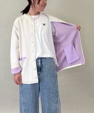 ZMSEE02128 al'aise modulation(アレーズモジュレーション) 【洗える】ダブルフェイス配色ニットカーディガン アイボリー