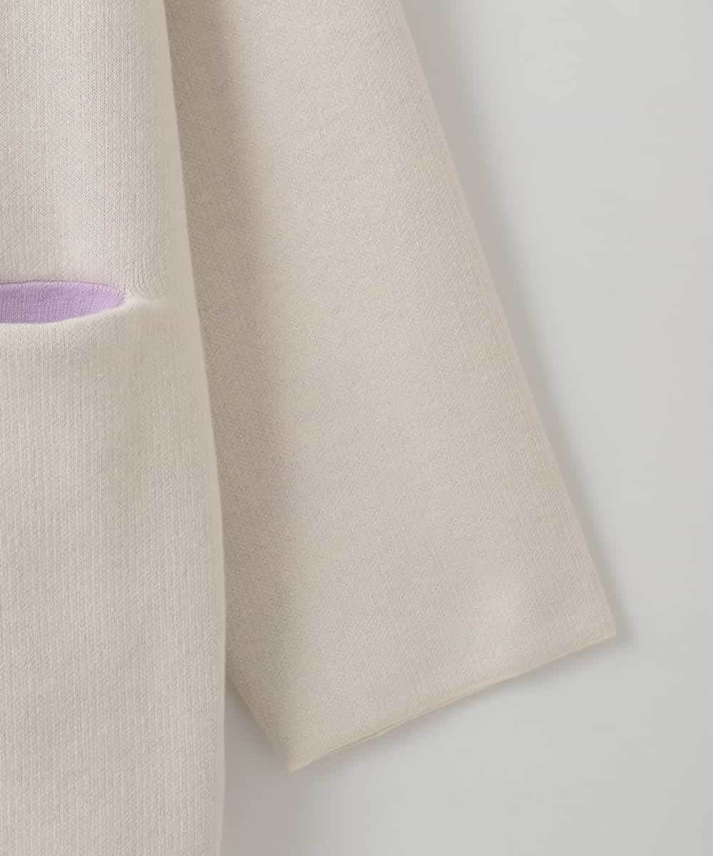 ZMSEE02128 al'aise modulation(アレーズモジュレーション) 【洗える】ダブルフェイス配色ニットカーディガン アイボリー