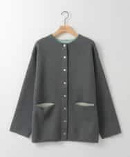 ZMSEE02128 al'aise modulation(アレーズモジュレーション) 【洗える】ダブルフェイス配色ニットカーディガン ダークグレー