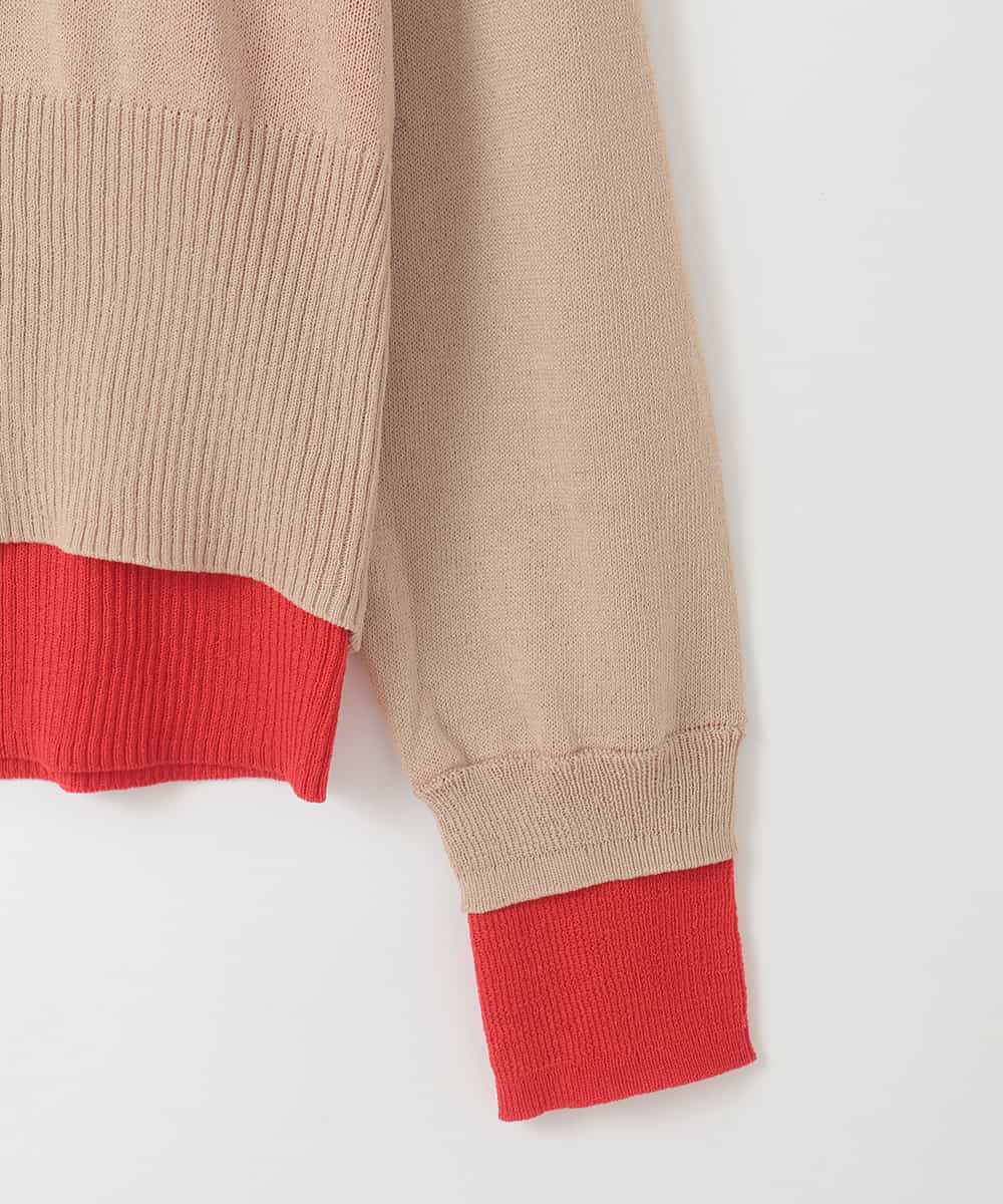 ZMSEE03108 al'aise modulation(アレーズモジュレーション) バイカラーレイヤード風カーディガン ベージュ