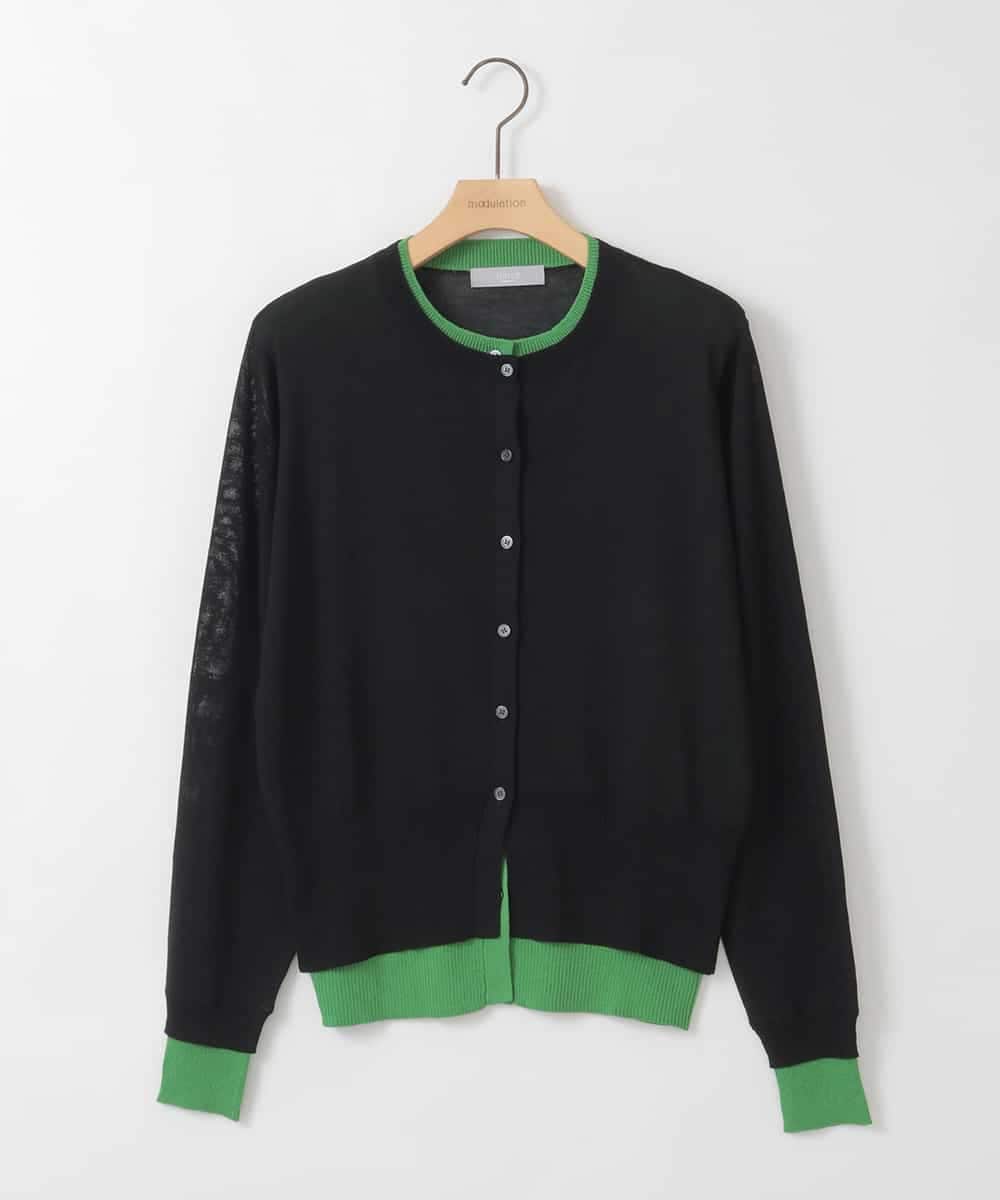 ZMSEE03108 al'aise modulation(アレーズモジュレーション) バイカラーレイヤード風カーディガン ブラック