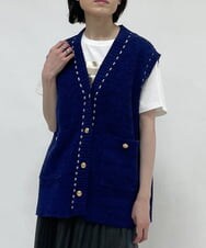 ZMSET10140 al'aise modulation(アレーズモジュレーション) ステッチニットベスト ブルー