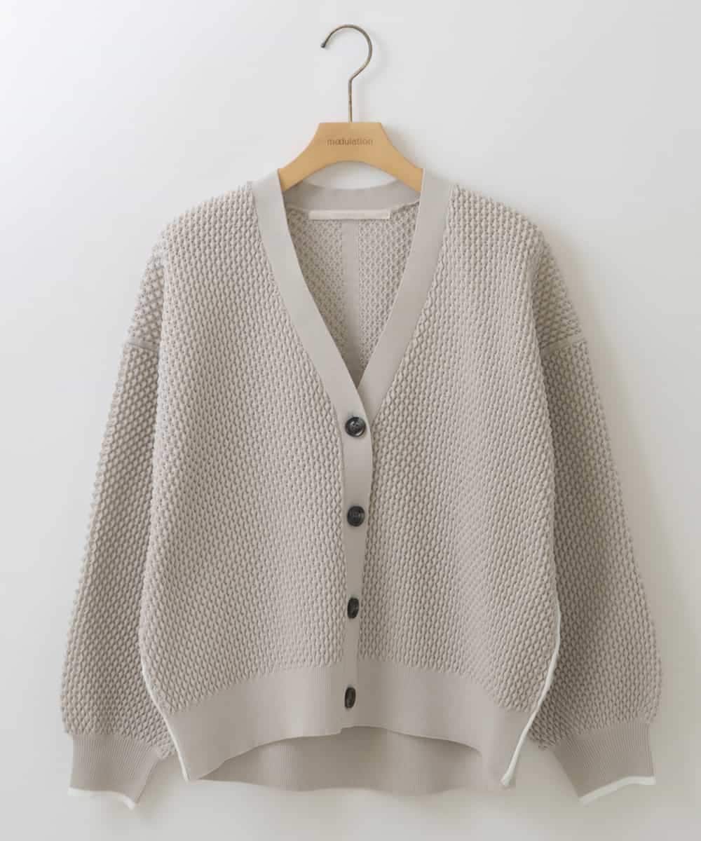 ZMSEW05110 al'aise modulation(アレーズモジュレーション) 【抗菌防臭】ワッフルメッシュニットカーディガン ライトグレー