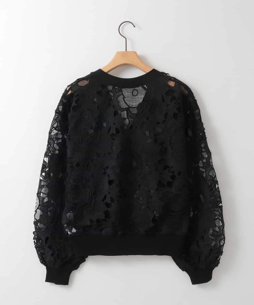 ZMSGE11150 al'aise modulation(アレーズモジュレーション) 【洗える】シアーレースカーディガン ブラック