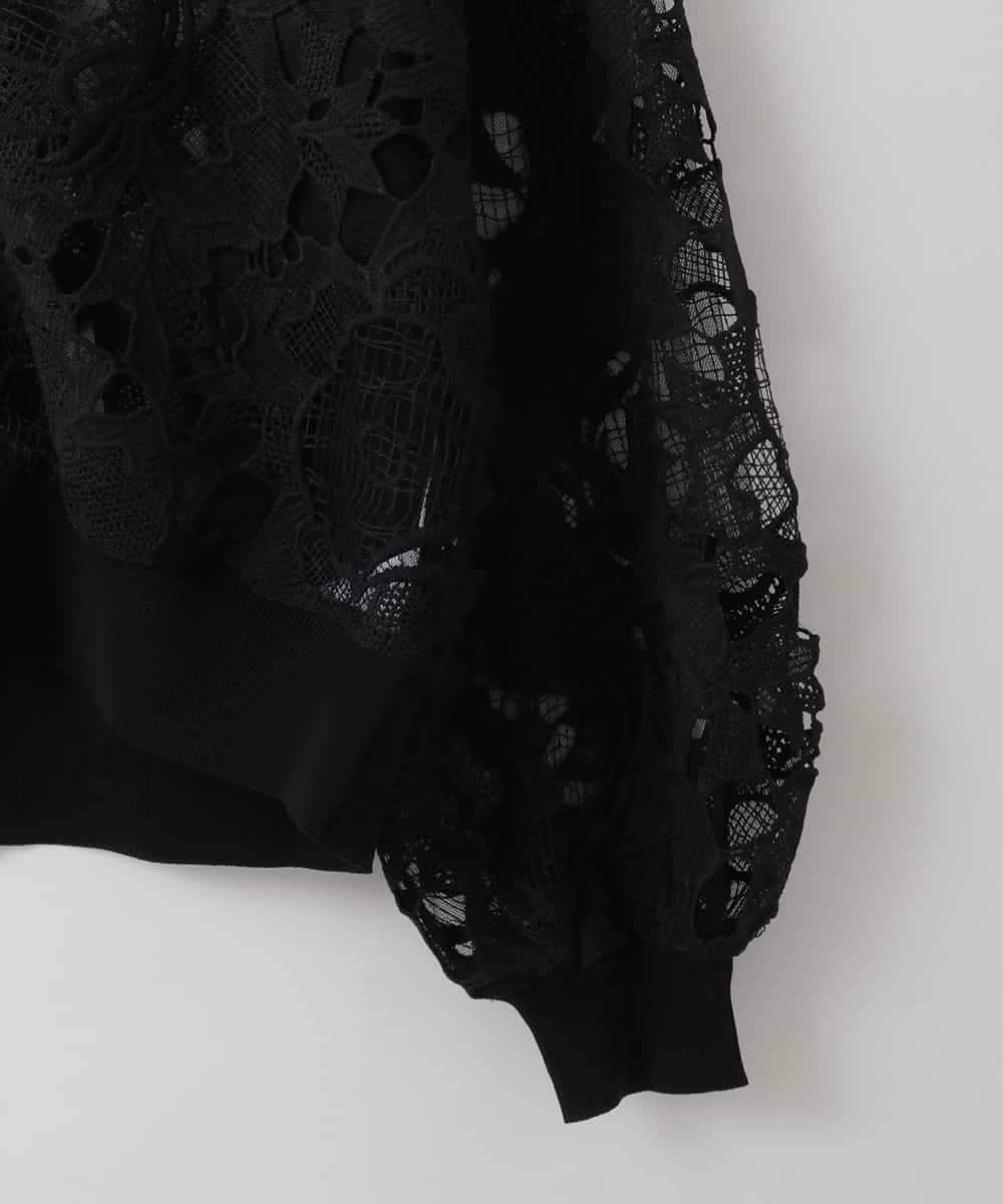 ZMSGE11150 al'aise modulation(アレーズモジュレーション) 【洗える】シアーレースカーディガン ブラック