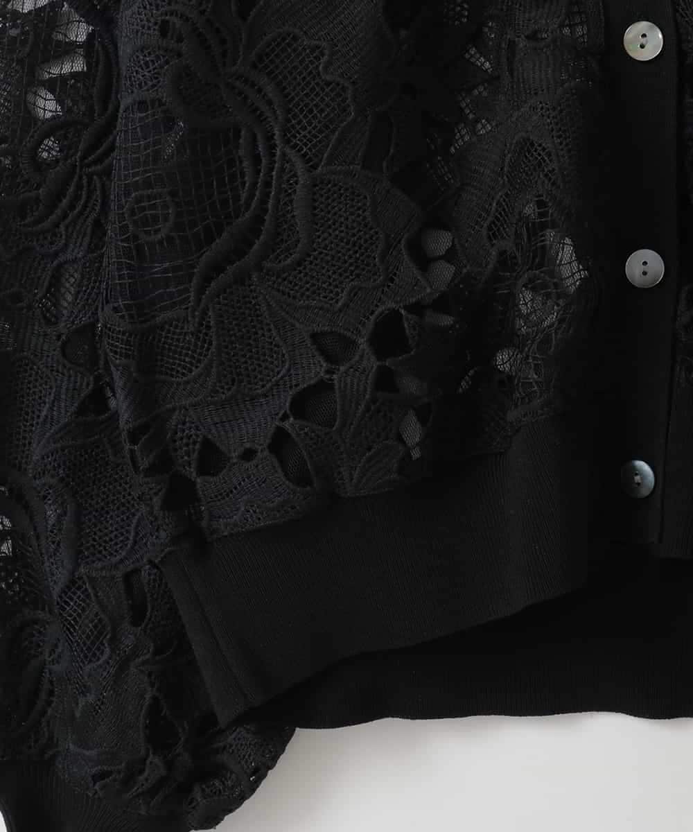 ZMSGE11150 al'aise modulation(アレーズモジュレーション) 【洗える】シアーレースカーディガン ブラック