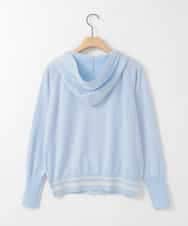 ZMSGE13140 al'aise modulation(アレーズモジュレーション) 【洗える】配色ラメボーダーフーディーニットパーカー ライトブルー