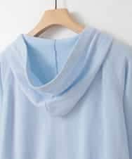 ZMSGE13140 al'aise modulation(アレーズモジュレーション) 【洗える】配色ラメボーダーフーディーニットパーカー ライトブルー