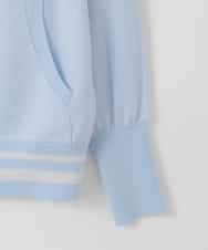 ZMSGE13140 al'aise modulation(アレーズモジュレーション) 【洗える】配色ラメボーダーフーディーニットパーカー ライトブルー