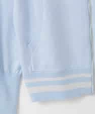 ZMSGE13140 al'aise modulation(アレーズモジュレーション) 【洗える】配色ラメボーダーフーディーニットパーカー ライトブルー