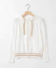 ZMSGE13140 al'aise modulation(アレーズモジュレーション) 【洗える】配色ラメボーダーフーディーニットパーカー アイボリー