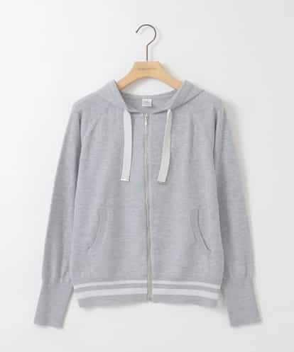 ZMSGE13140 al'aise modulation 【洗える】配色ラメボーダーフーディーニットパーカー