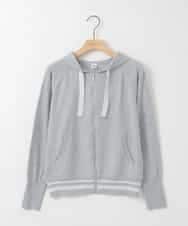 ZMSGE13140 al'aise modulation(アレーズモジュレーション) 【洗える】配色ラメボーダーフーディーニットパーカー ライトグレー