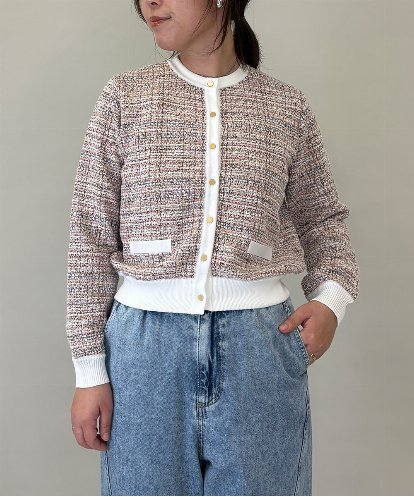 ZMSGE14150 al'aise modulation 【洗える】MIXファンシーツイードカーディガン