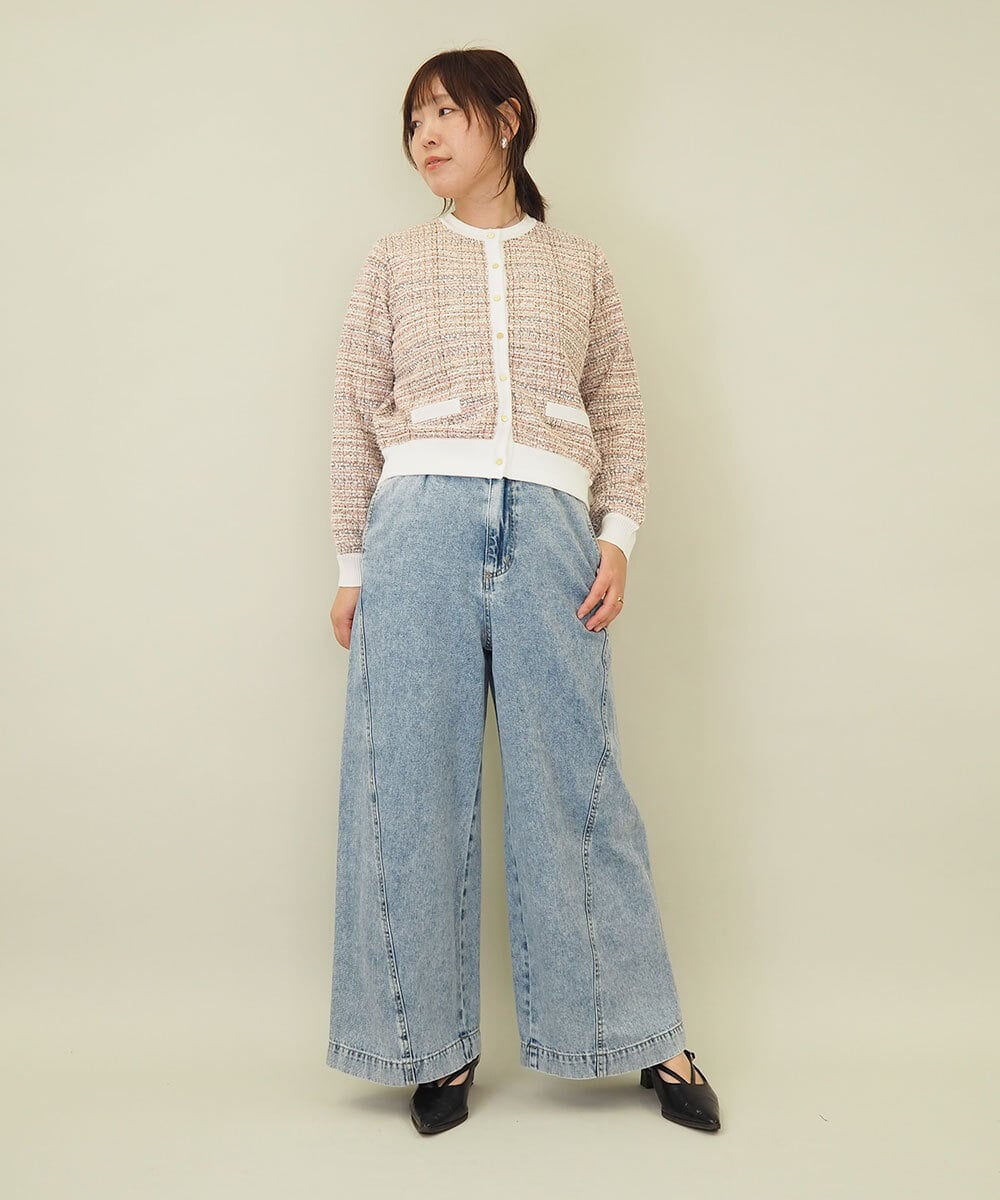 ZMSGE14150 al'aise modulation(アレーズモジュレーション) 【洗える】MIXファンシーツイードカーディガン ピンク