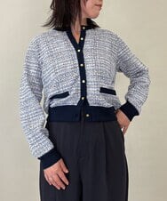 ZMSGE14150 al'aise modulation(アレーズモジュレーション) 【洗える】MIXファンシーツイードカーディガン ライトブルー